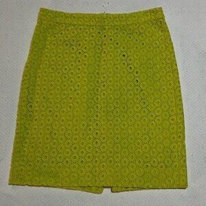 J. Crew Lime Yellow/Green sz 4 Eyelet Pencil Skirt